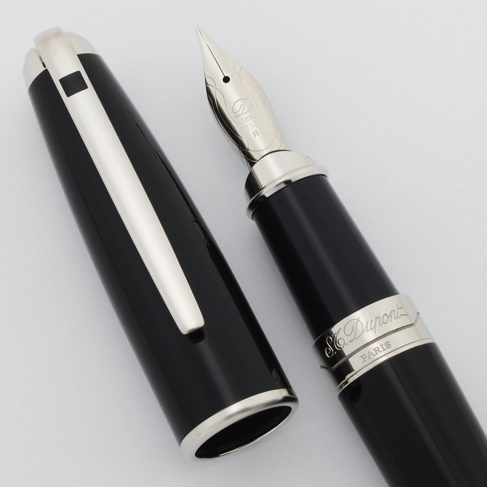 ST Dupont Olympio Fountain Pen - Black Lacquer, Palladium